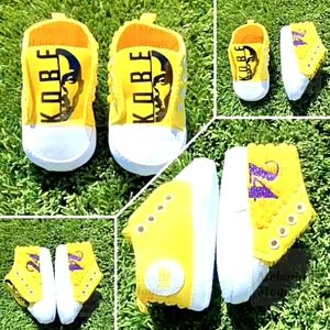 Yellow Custom Mamba Hand Embellished Soft Sole Shoes
